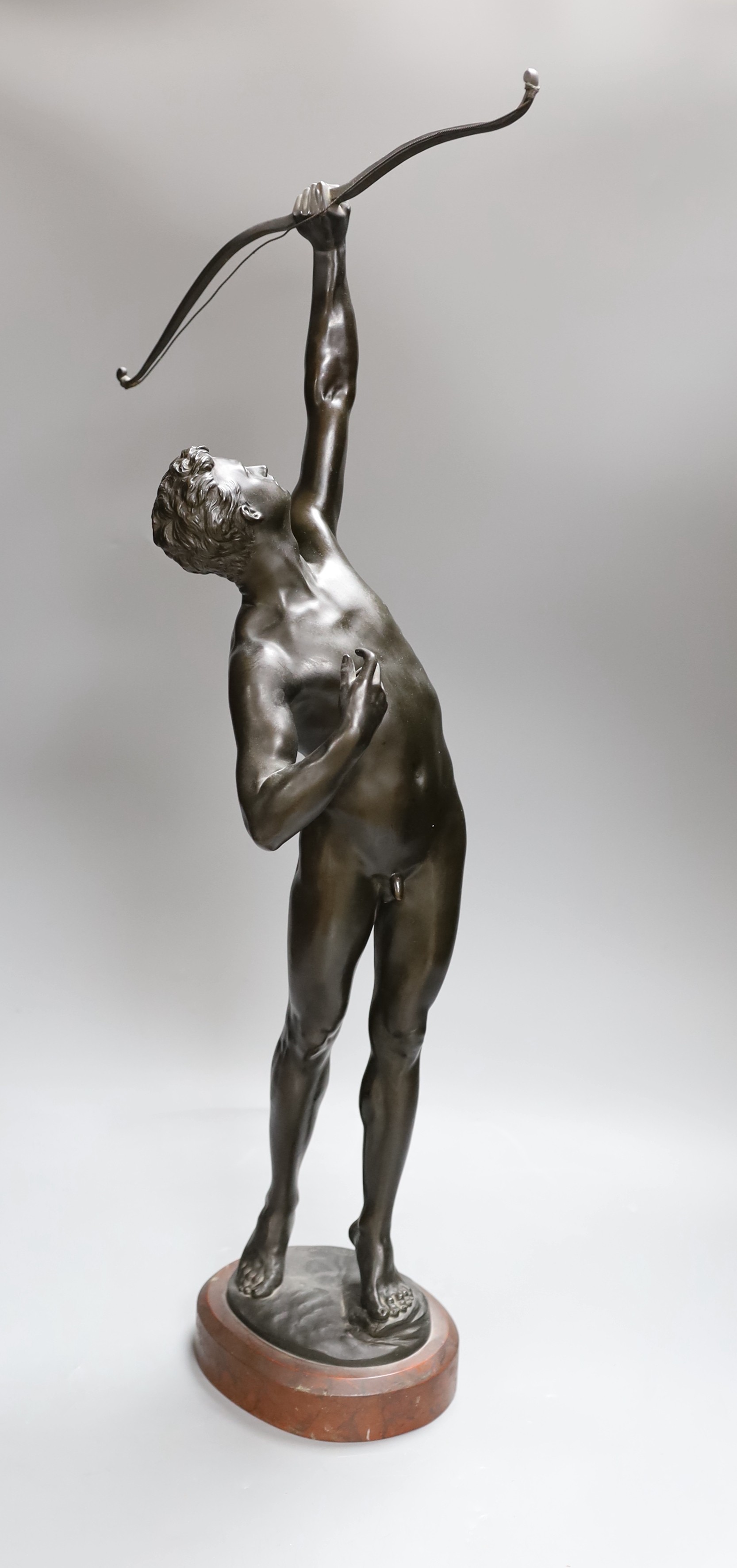 Josef Uphues (1850-1911) a large bronze figure of Hercules shooting stymphalian bird, Gladenbeck, Berlin foundry mark, 64.5cm high